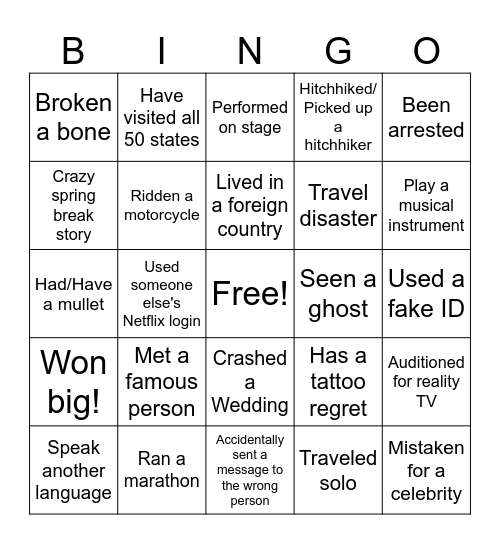 201 Happy Hour Bingo Card