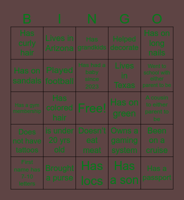 Ice breaker Bingo Card