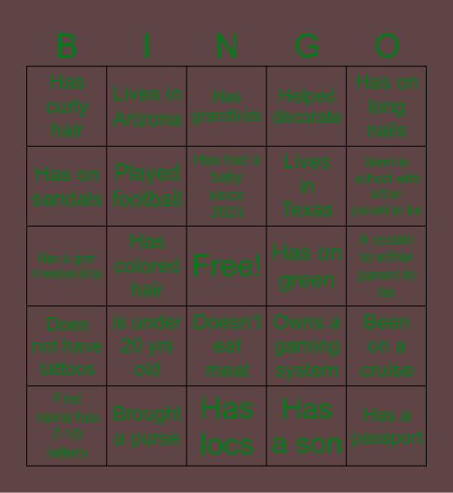 Ice breaker Bingo Card