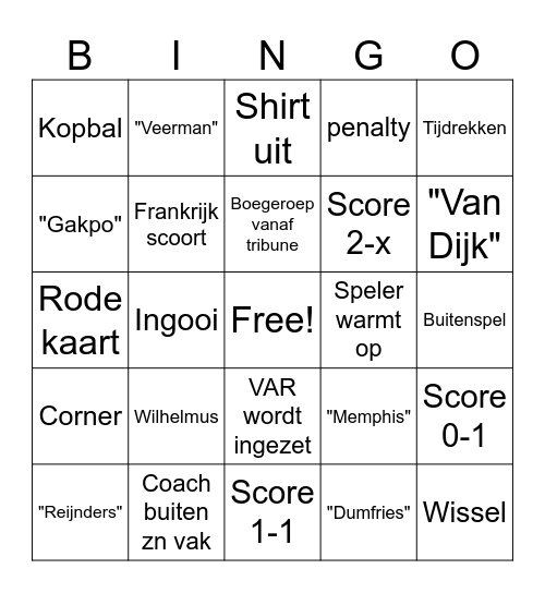 Ek bingo Card