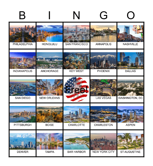 US Cities Bingo Card