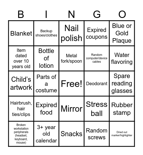Desk and Credenza Cleanout! Bingo Card