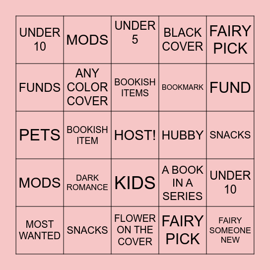 FAIRY FRIDAY Bingo Card