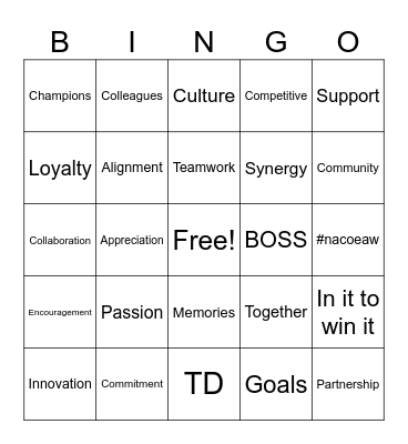 Dream Team EAW 2024 Bingo Card