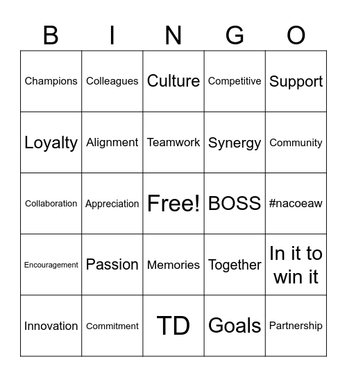 Dream Team EAW 2024 Bingo Card