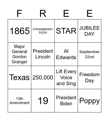 JUNETEENTH PGR BINGO Card