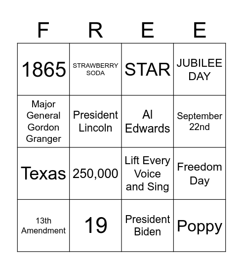 JUNETEENTH PGR BINGO Card