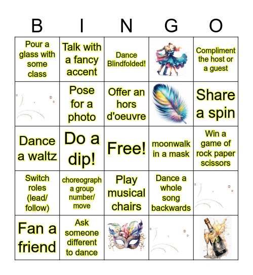 Dance Card Diamonds! Bingo Card