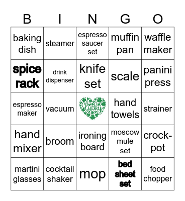 Bridal Shower Bingo Card