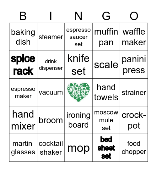 Bridal Shower Bingo Card