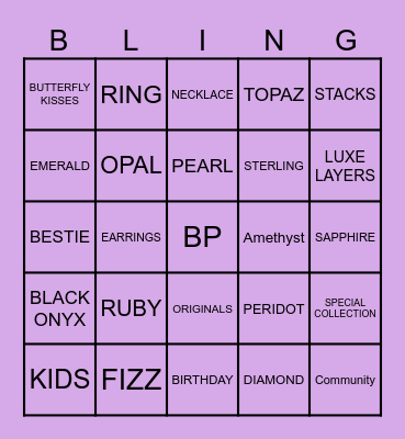 SPARKLE WITH SHEREE BLING-O Bingo Card