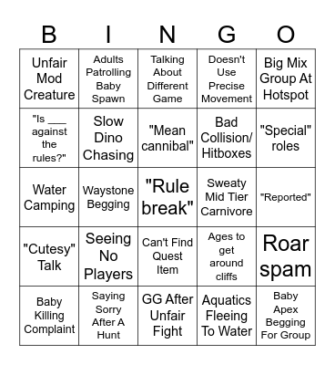 PoT Bingo Card