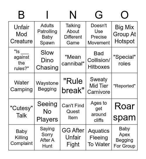 PoT Bingo Card