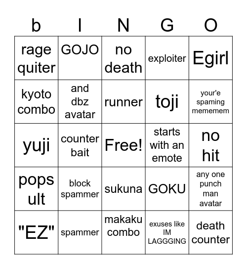 the strongest bingo bored Bingo Card