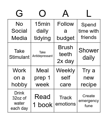 30 Day Challenge Bingo Card