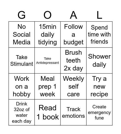 30 Day Challenge Bingo Card