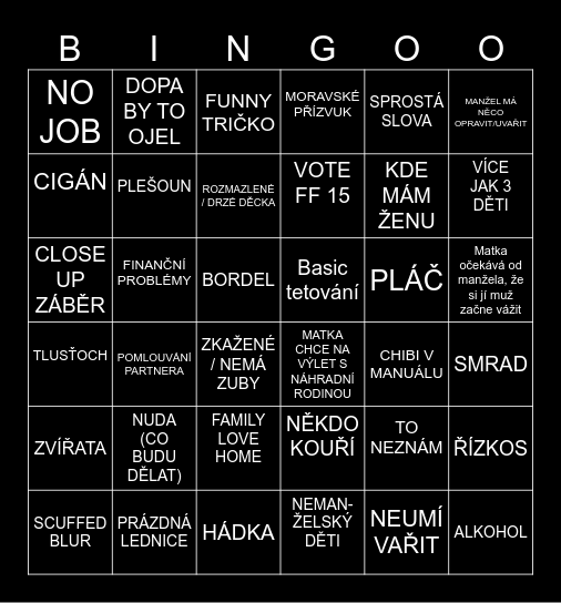 Výměna manželek :D Bingo Card