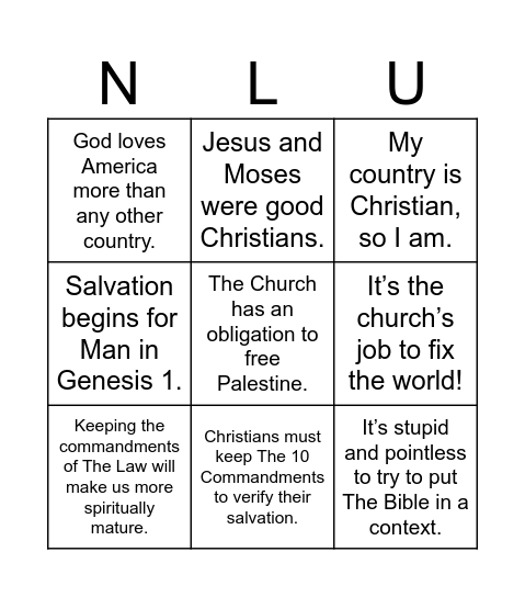 Not Like Us Bingo Card