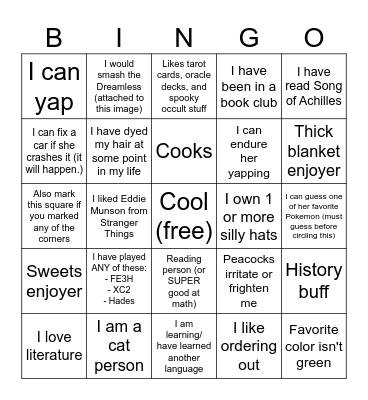 Would I date you? Bingo Card