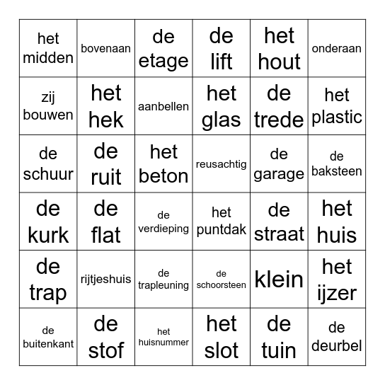 van steen tot huis dag 11 tot 15 Bingo Card