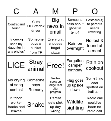 CAMPO Bingo Card