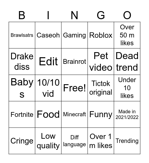 Untitled Bingo Card