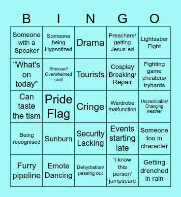 Convention happenings Bingo Card