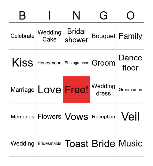 Bridal Shower Bingo Card