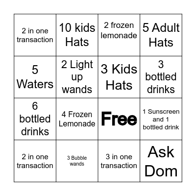 Summer Bingo Card