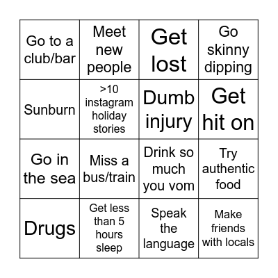 Holiday Bingo Card