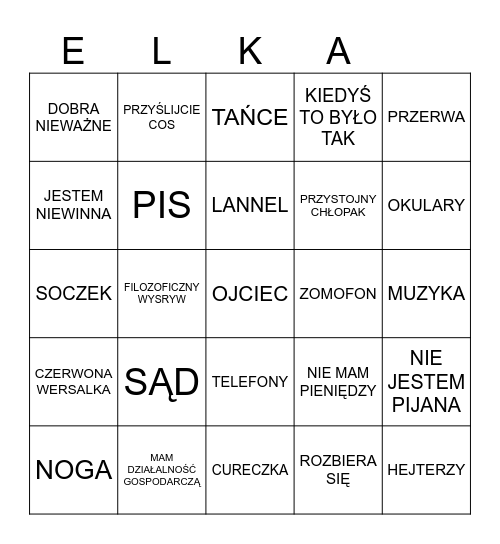 GAWINA Bingo Card