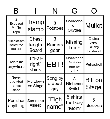 Dance Bingo Card