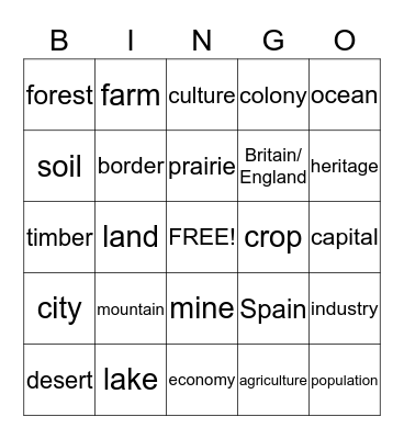 State PowerPoint Bingo Card