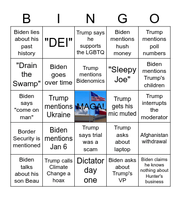 Presidental Debate Bingo Card