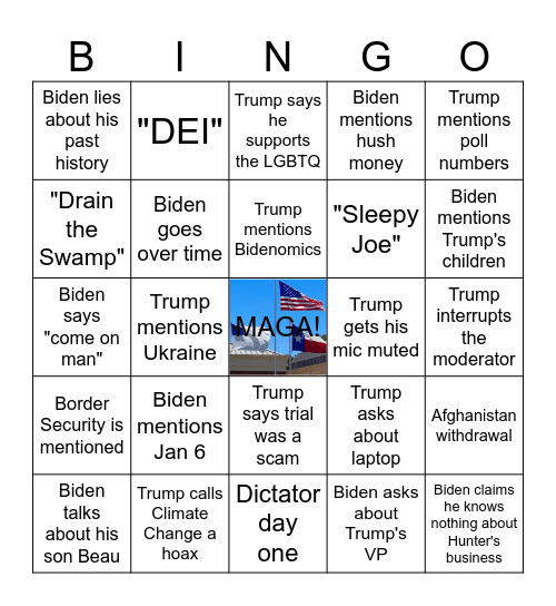 Presidental Debate Bingo Card