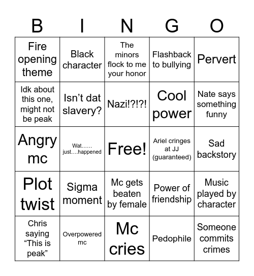 Movie night bingo Card