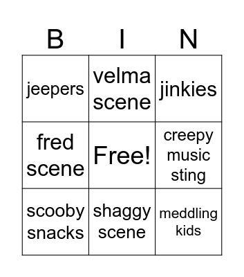 scooby doo bingo Card