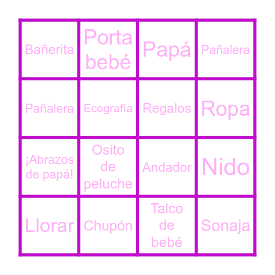 ¡Cumple-Shower Nelly! Bingo Card