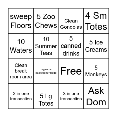 Summer Bingo Card