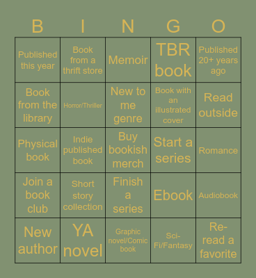 Summer Bookish Bingo Card