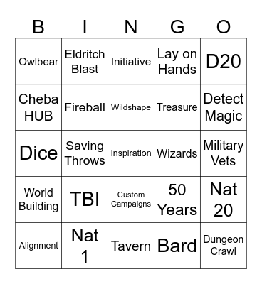 Evolving Myth * D&D Bingo Card