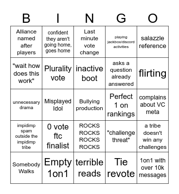 SmORGon Season Bingo Card
