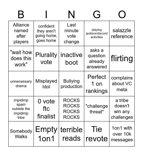 SmORGon Season Bingo Card