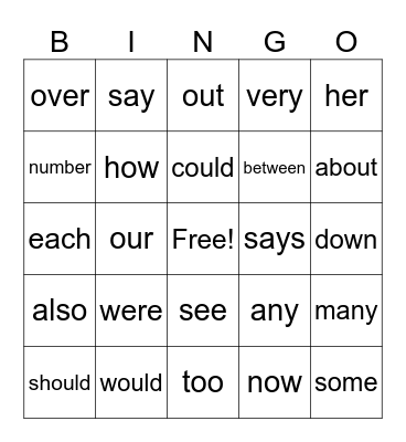 Fundations Level 1 Trick Words Unit 8-10 Bingo Card