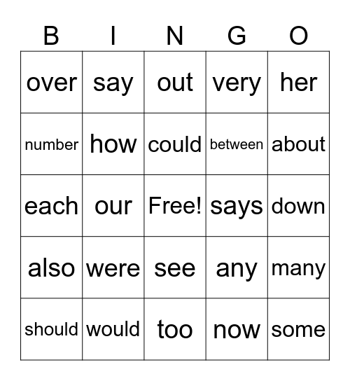 Fundations Level 1 Trick Words Unit 8-10 Bingo Card