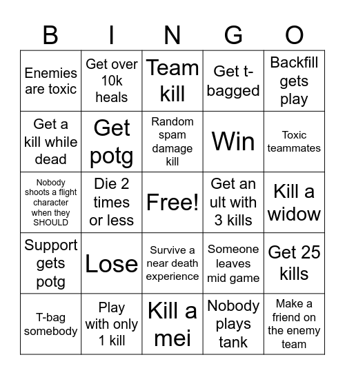 Overwatch bingo Card