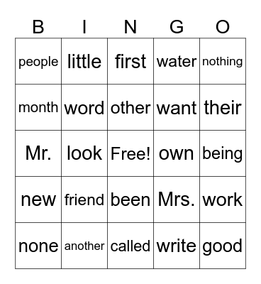 Fundations Level 1 Trick Words Unit 11-13 Bingo Card