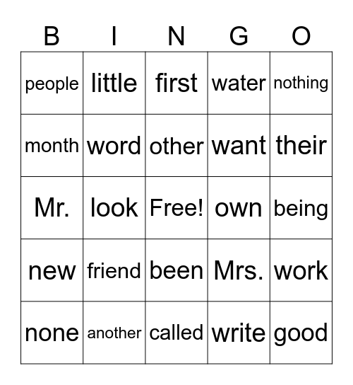 Fundations Level 1 Trick Words Unit 11-13 Bingo Card