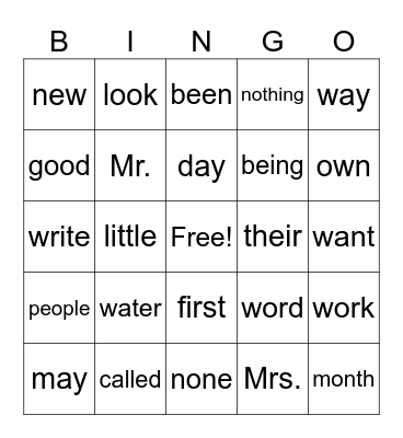 Fundations Level 1 Trick Words Unit 12-14 Bingo Card
