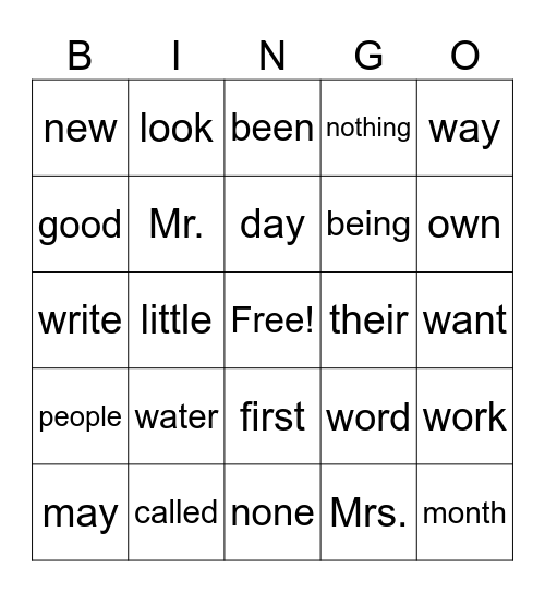 Fundations Level 1 Trick Words Unit 12-14 Bingo Card